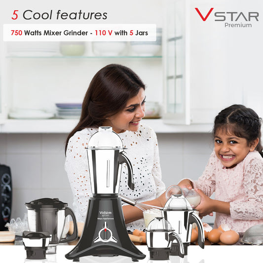 Vidiem vstar premium 750 watts mixer grinder with 5 jars | Best Indian Mixer Grinder in USA